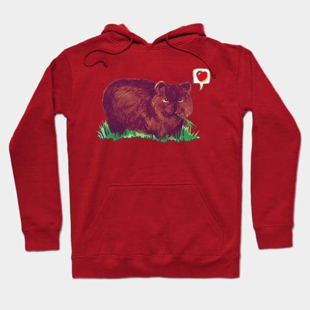 Wombat Love - Cute Cartoon Wombat Hoodie by FishWithATopHat